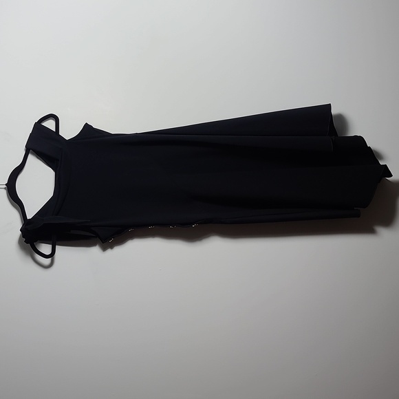 DEREK LAM 10 CROSBY Solid Black One Shoulder Asymmetrical Midi Dress Size 4 - Picture 10 of 16